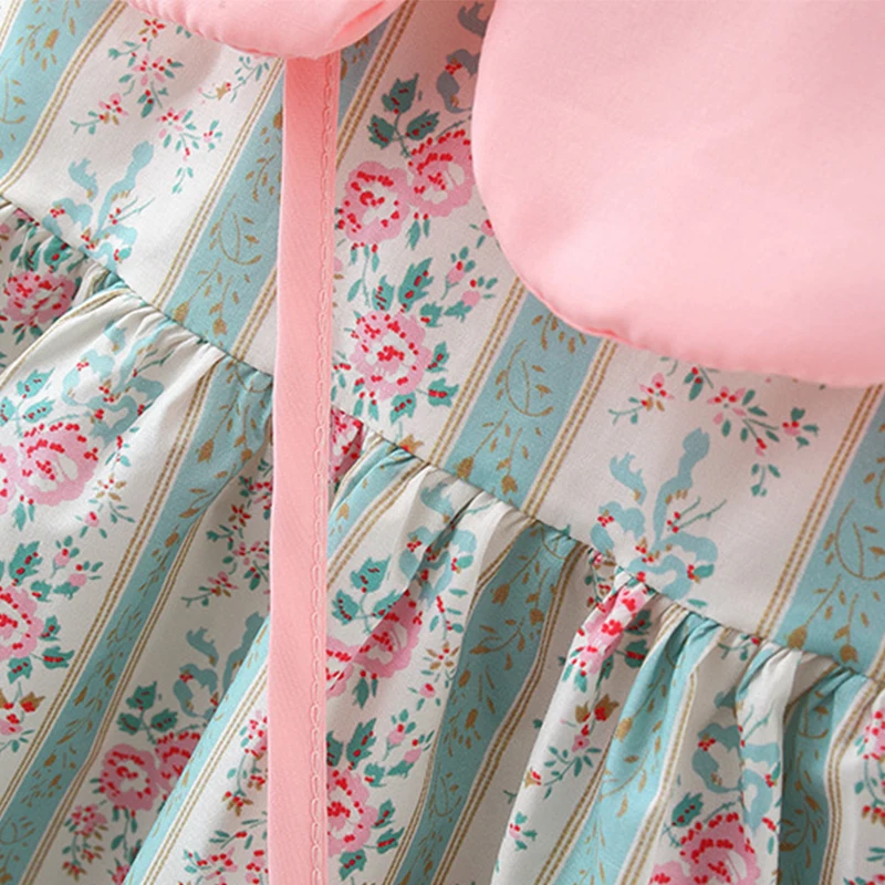 Summer New Pink Doll Neck Baby Girl Dress, Sweet Floral Children\'S Sleeveless Clothes+Love Bag (9 Months -3 Years Old)