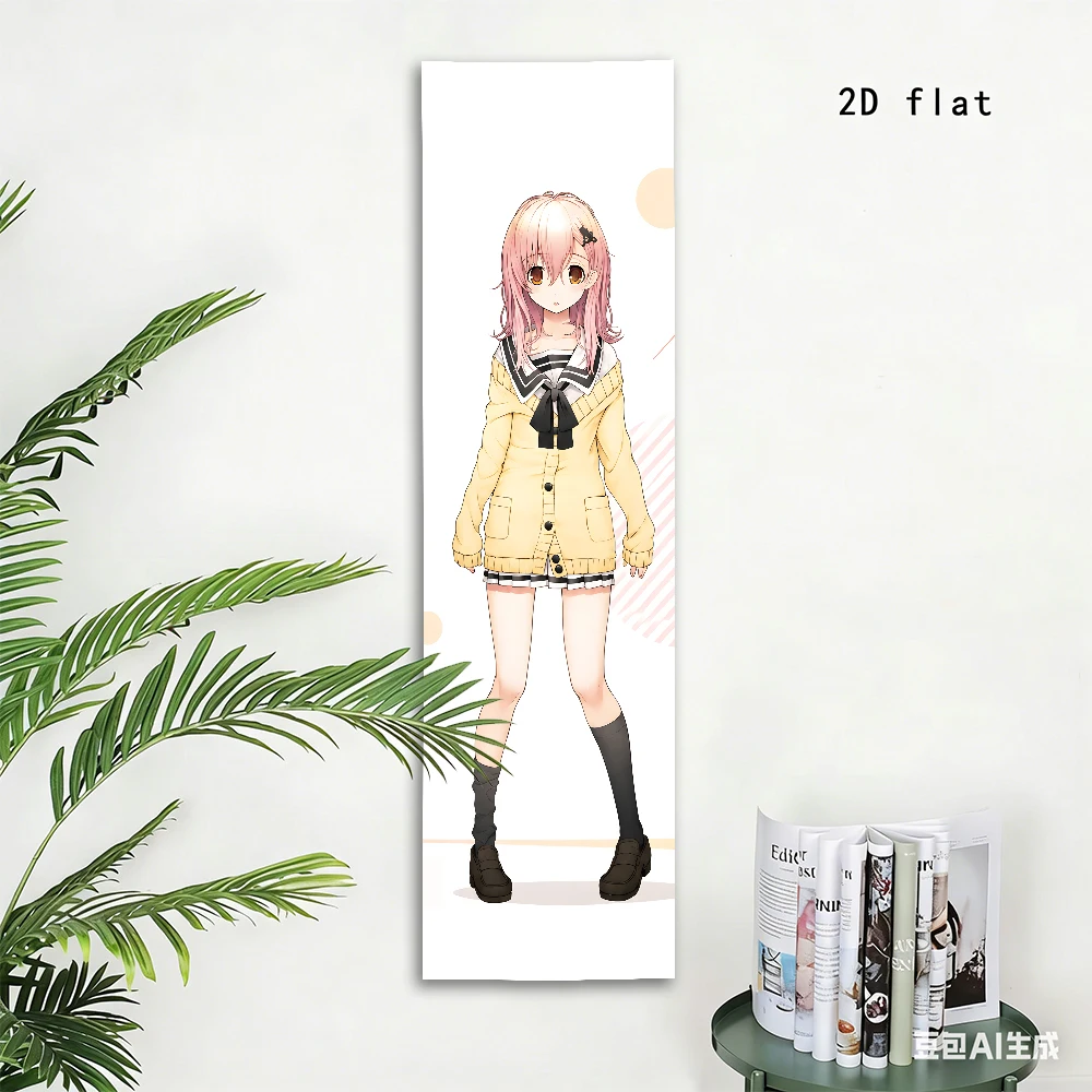 Kimi to Kanojo to Kanojo no Koi Vertikaler langer Wandteppich, Anime-Schulmädchen-Wandbehang, gelbes Cardigan-Charakterbanner für – Detail 2