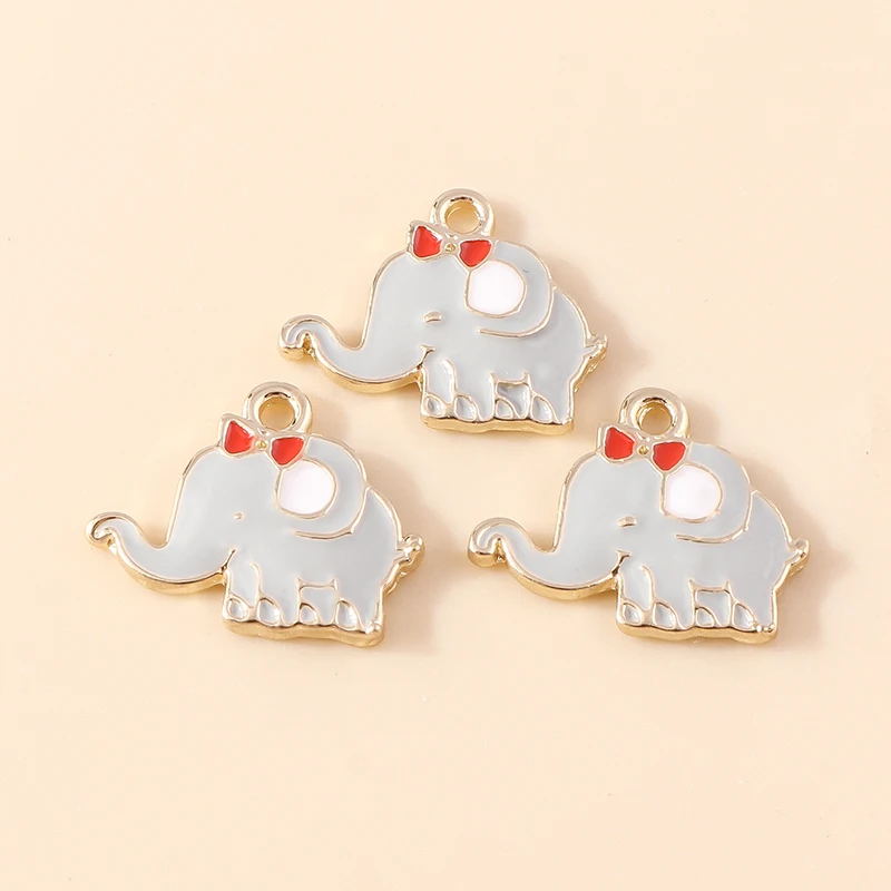 Leslie 10 Stück Emaille-Elefant-Charms-Anhänger für Armbänder, Ohrringe, handgefertigte Schmuckstücke, DIY-Halskettenherstellung, Zubehör – Detail 4