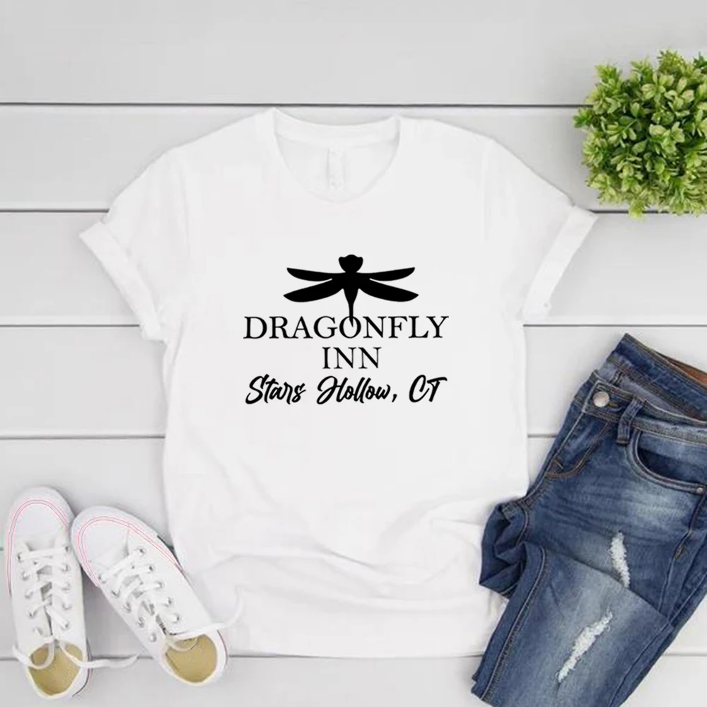 Dragonfly Inn T-Shirt Stars Hollow Shirts Women Short Sleeve Graphic T Shirts Lukes Diner T-shirt Female Streetwear Casual Tops
