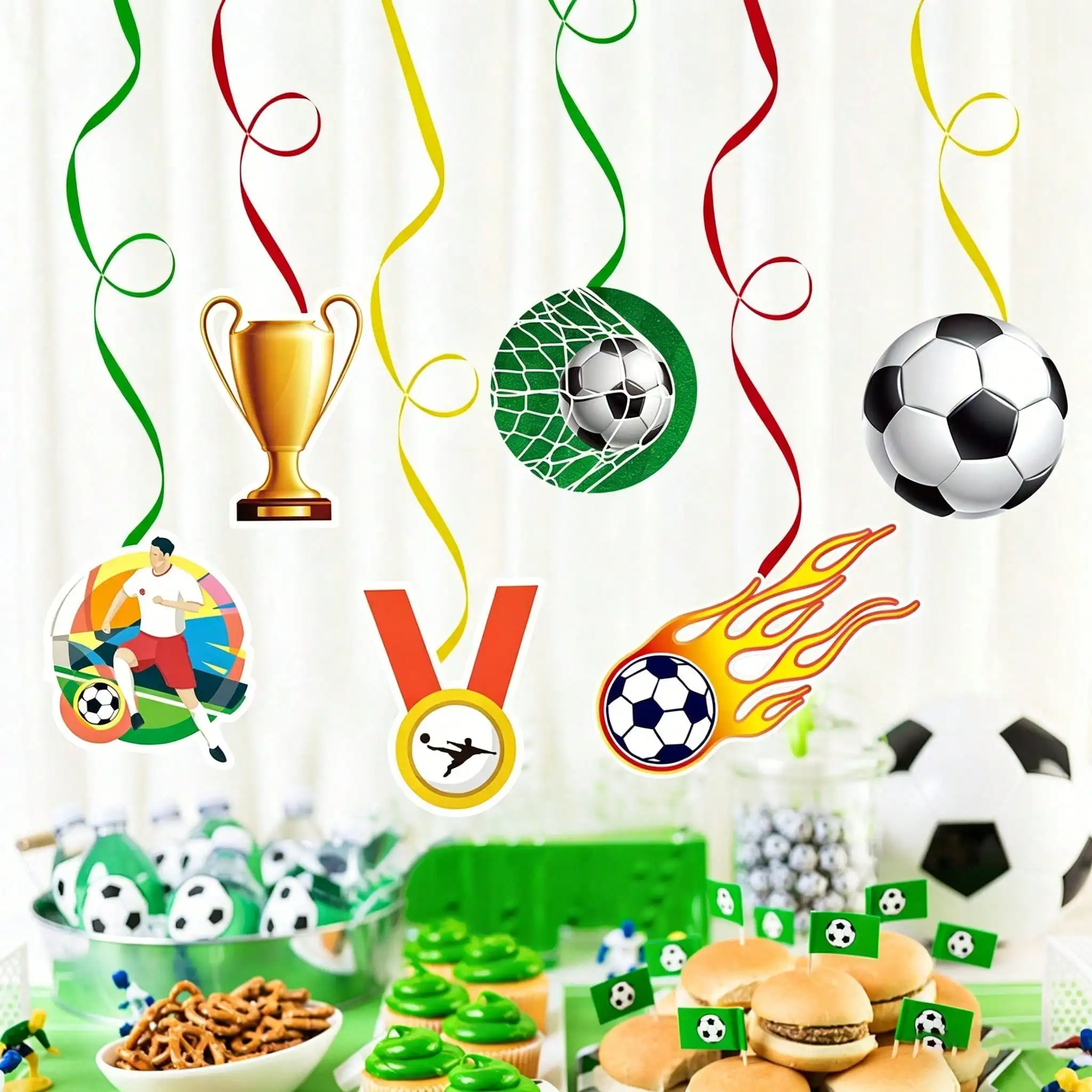 1 Set Fußball-Geburtstagsparty-Dekorationen - Fußballbanner, Wimpelkette & Girlanden für Jungen-Sportpartys – Detail 3