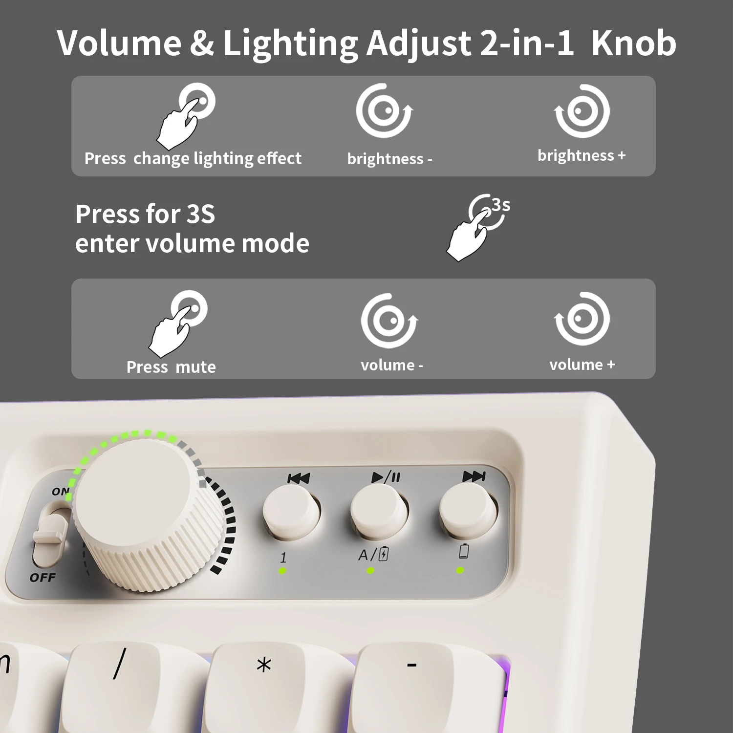 EWEADN V97 Teclado cremoso fofo, teclado para jogos Bluetooth/2,4 GHz sem fio com retroiluminação RGB, recarregável, silencioso, para PC Gamer