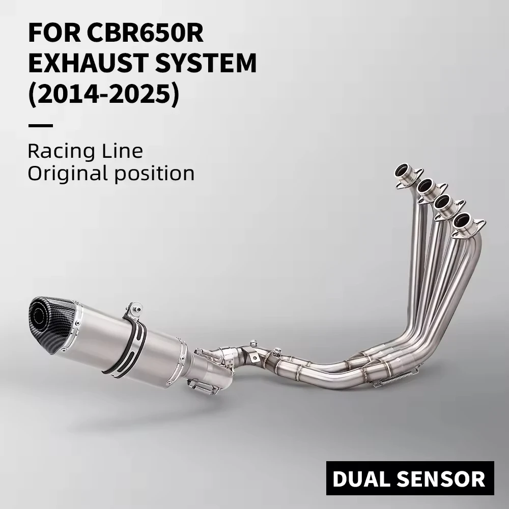 Motorcycle Exhaust System Front Link Pipe Slip on 51mm Muffler for Honda CB650F CB650R CBR650 CBR650F 2014 - 2025