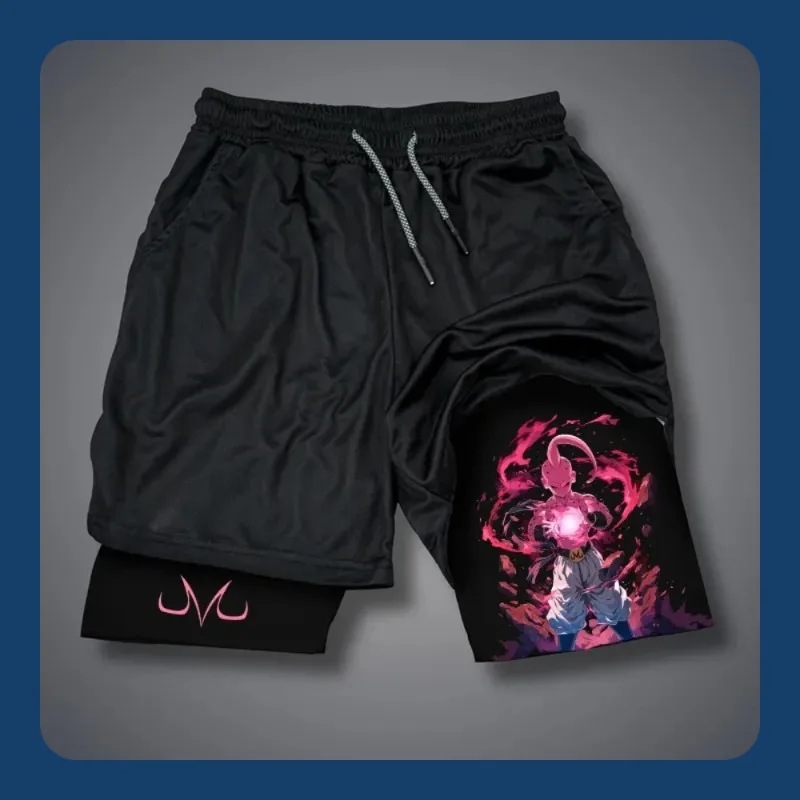 

Dragon Ball 2025 New Hot Anime Peripheral GOKU Printed Double-layer Shorts American Sports Men's Summer Loose Breathable Pants