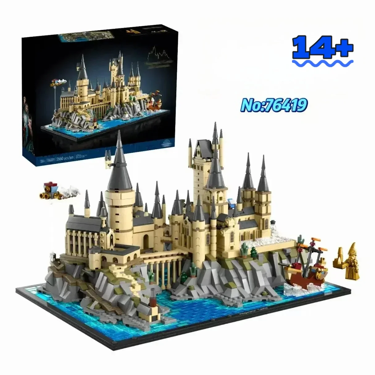 Kit de Modelo Detallado del Castillo y Patio de Hogwarts de Disney Creation 76419, Decoración de Habitación, Diseño Único, Regalo de Navidad para Aficionados