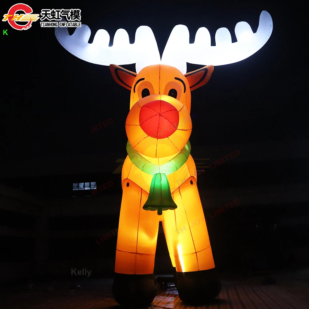 

Гигантский надувной олень высотой 8–26 футов со светодиодной подсветкой, рождественское украшение, надувная модель золотого оленя для наружного двора