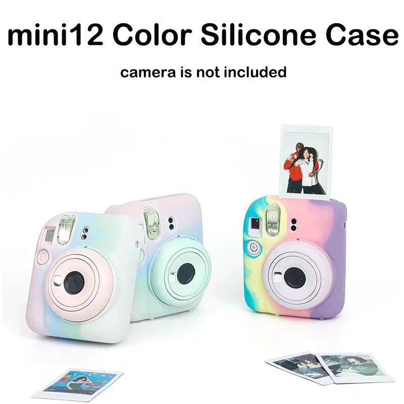 For Fuji Fujifilm Instax Mini 12 Instant Film Camera Protective Soft Silicone Cover Case Bag with Shoulder Strap Accessories