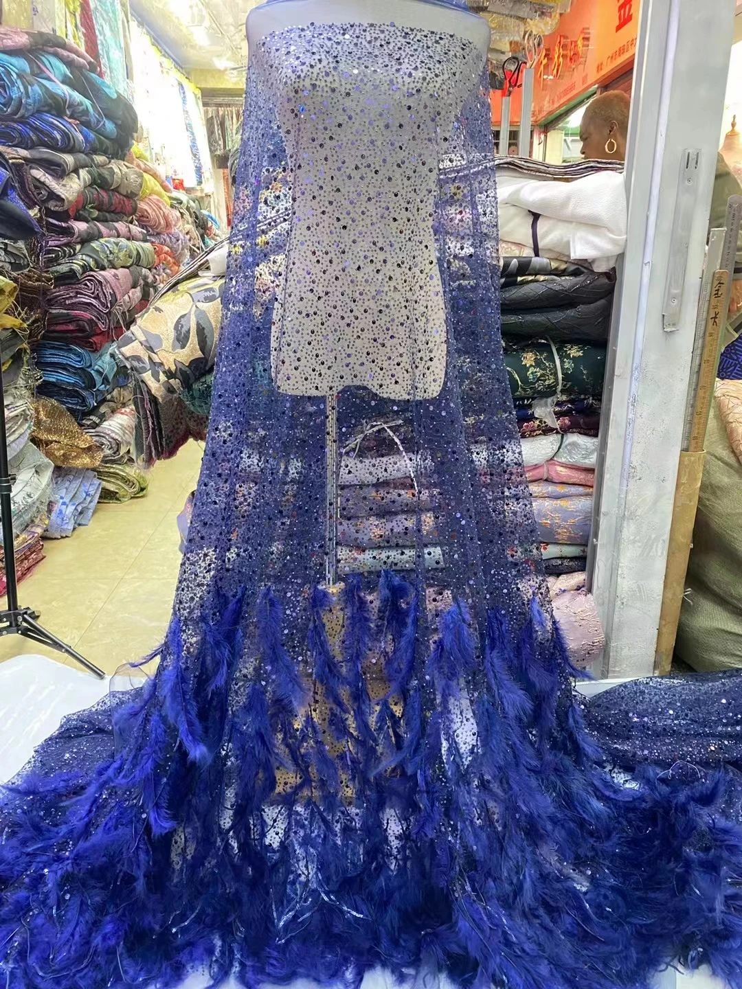 Real Francês Lantejoulas Noivo Tecido De Renda, Fofo Malha, Bordado Africano, Vestido de Noiva Costura, Últimas, J