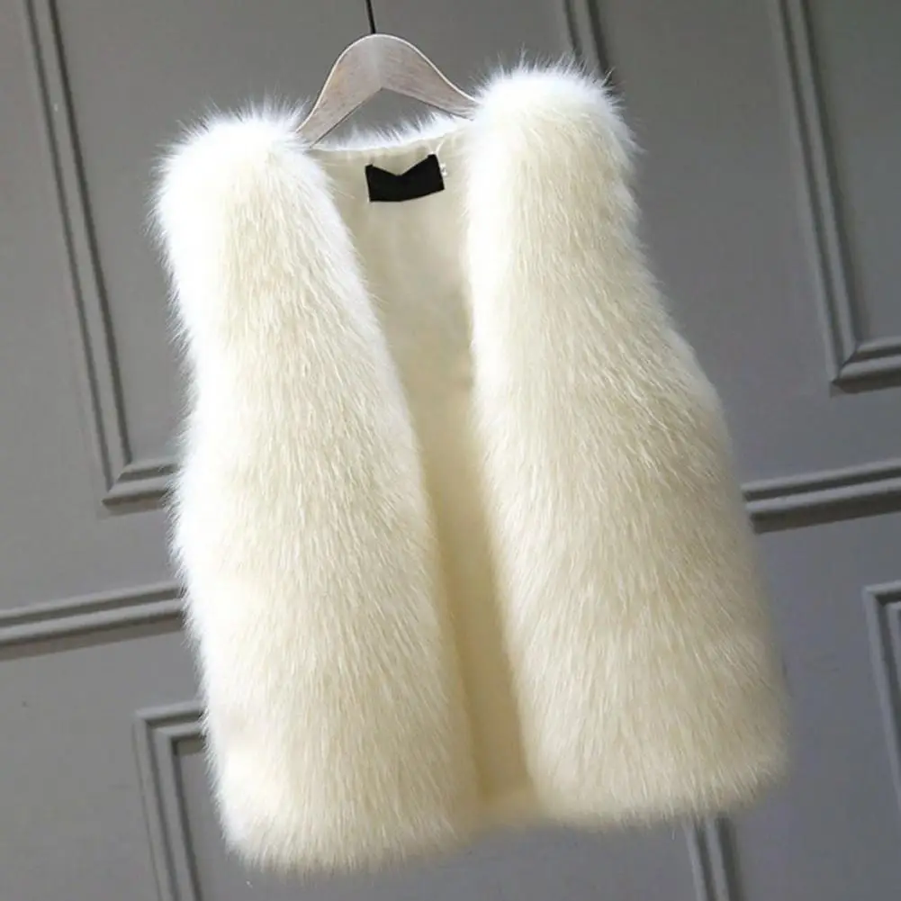 

Cozy Fluffy Women Winter Vest Faux Fur Soft Sleeveless Open Stitch Waistcoat Cardigan Koraen Lady Plush Autumn Warm Waistcoat