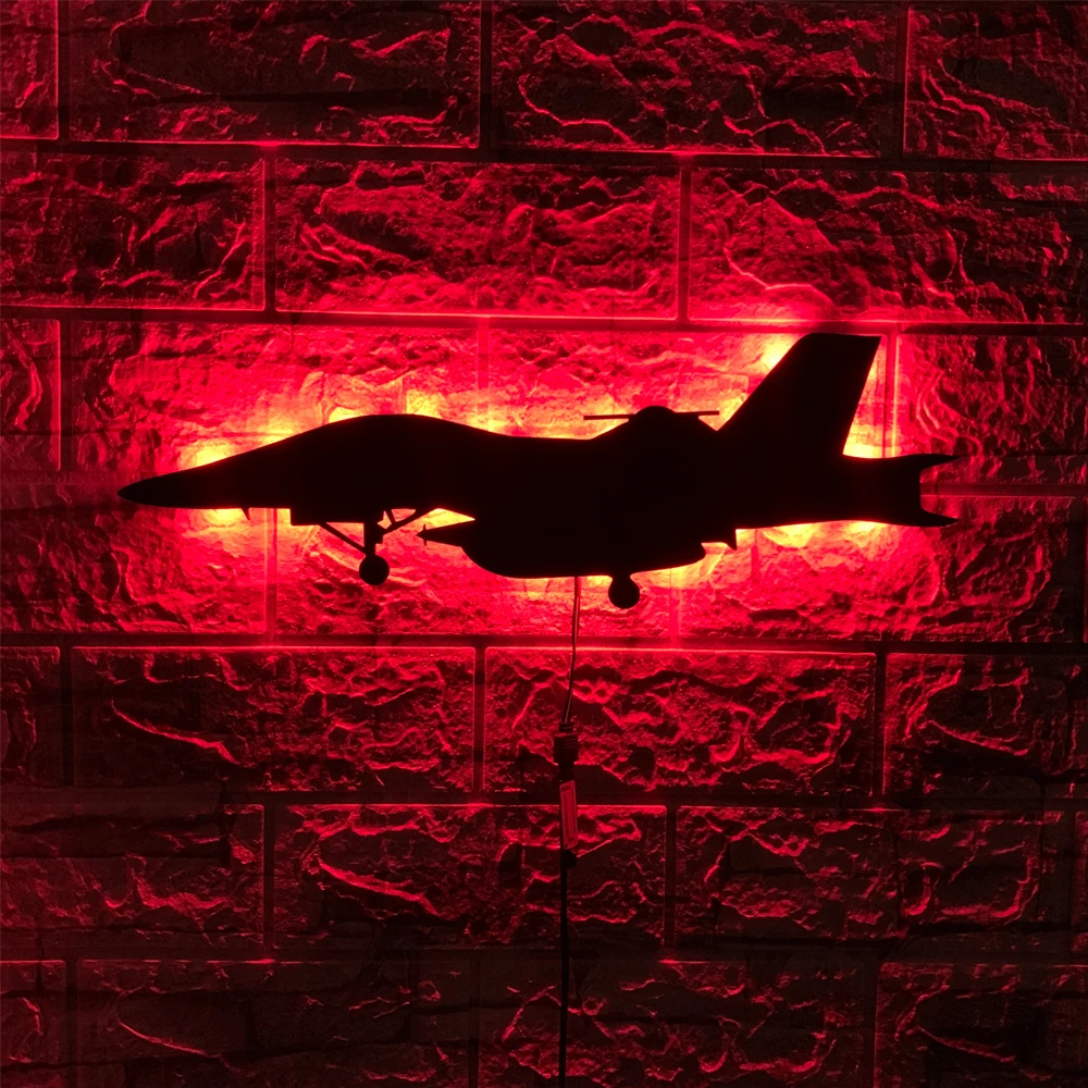 

ZK50 Fighter Creative Color Changing Picture LED Wall Lamp Indoor Bar Decoration USB Remote Control Atmosphere Light