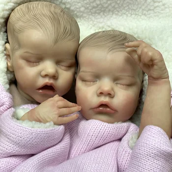 40CM twins A & B reborn dolls handmade lifelike Bebe reborn dolls painted Muñecas