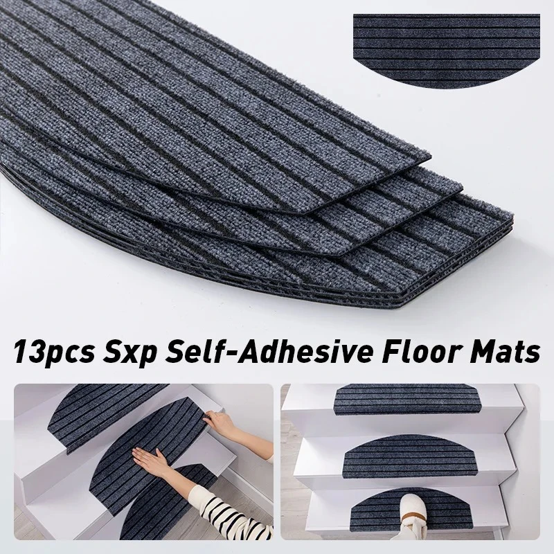13PCS Self-Adhesive Stair Rugs Soft Stair Stepping Mat Non Slip Carpet Protector Rug Stair Treads Covers Rugs Foot Mat