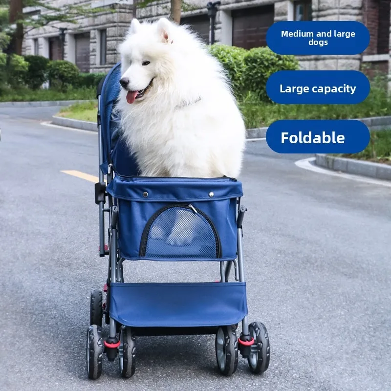ZONGYAN Pet Foldable Stroller One Click Quick Install Cart For Dog Cat Outdoor Travel Walking Daily Outing Transport Supplies