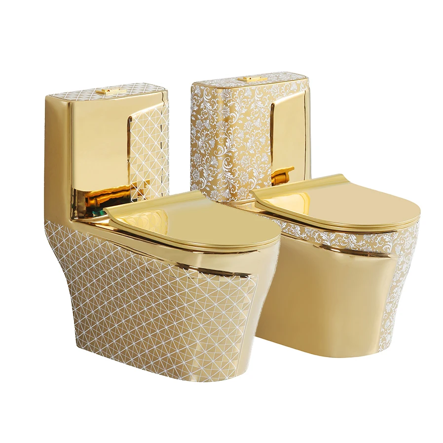 Royal style sanitary ware luxury commode bathroom washdown wc gold plated toilet bowl