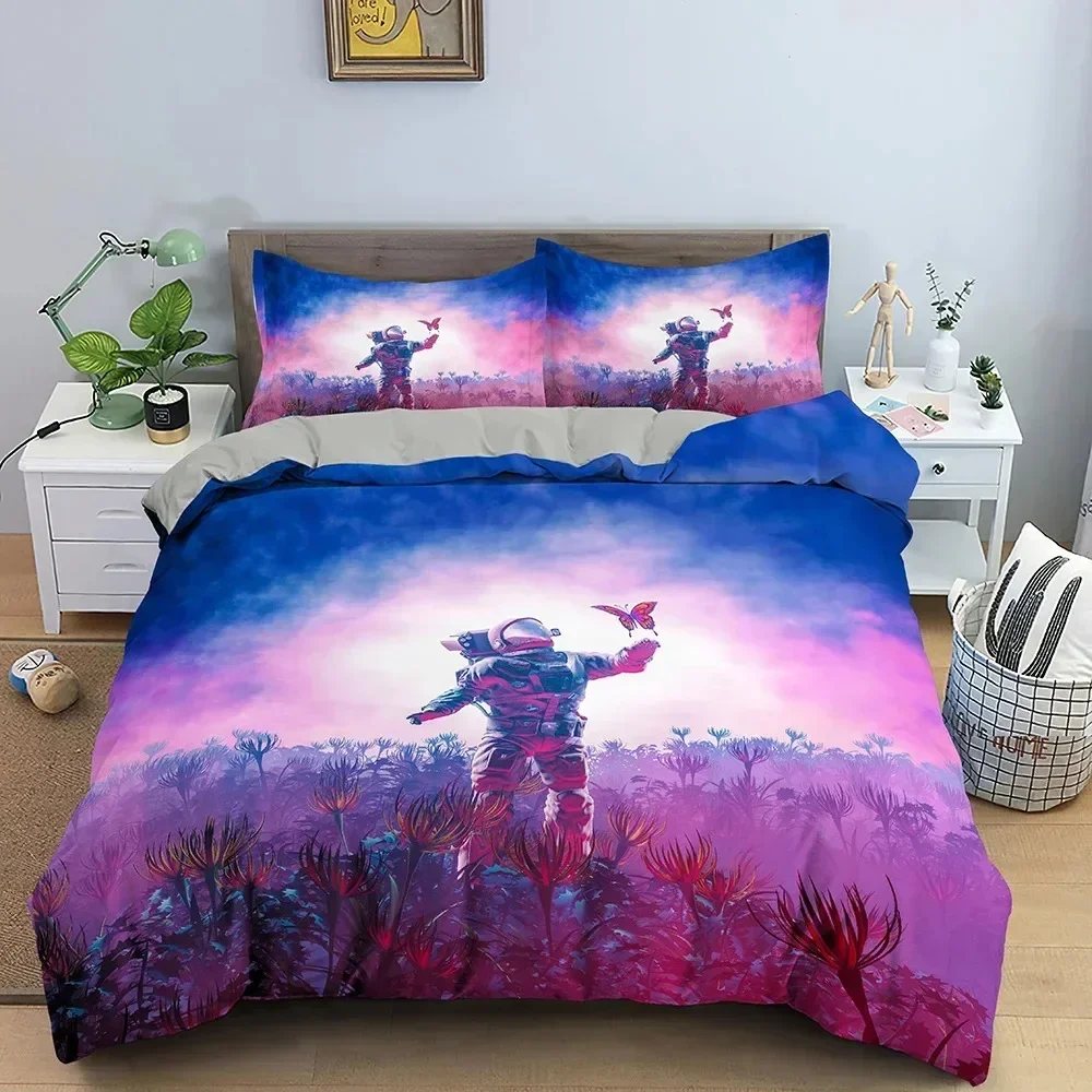Spaceman Astronaut Bedding Set Boys Girls Twin Queen Size Duvet Cover Pillowcase Bed Kids Adult Fashion Home Textileextile