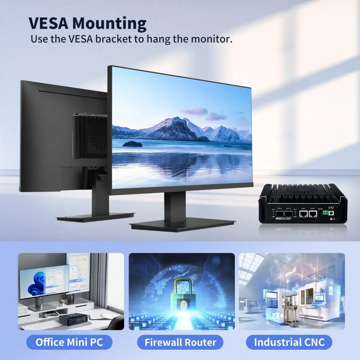 MNBOXCONET 마이크로 방화벽 PC 10GbE SFP N100/N150/N305/N355 2xi226V 2.5GbE LAN 미니 PC 어플라이언스 사무실, 베어본 RAM 없음 SSD 없음