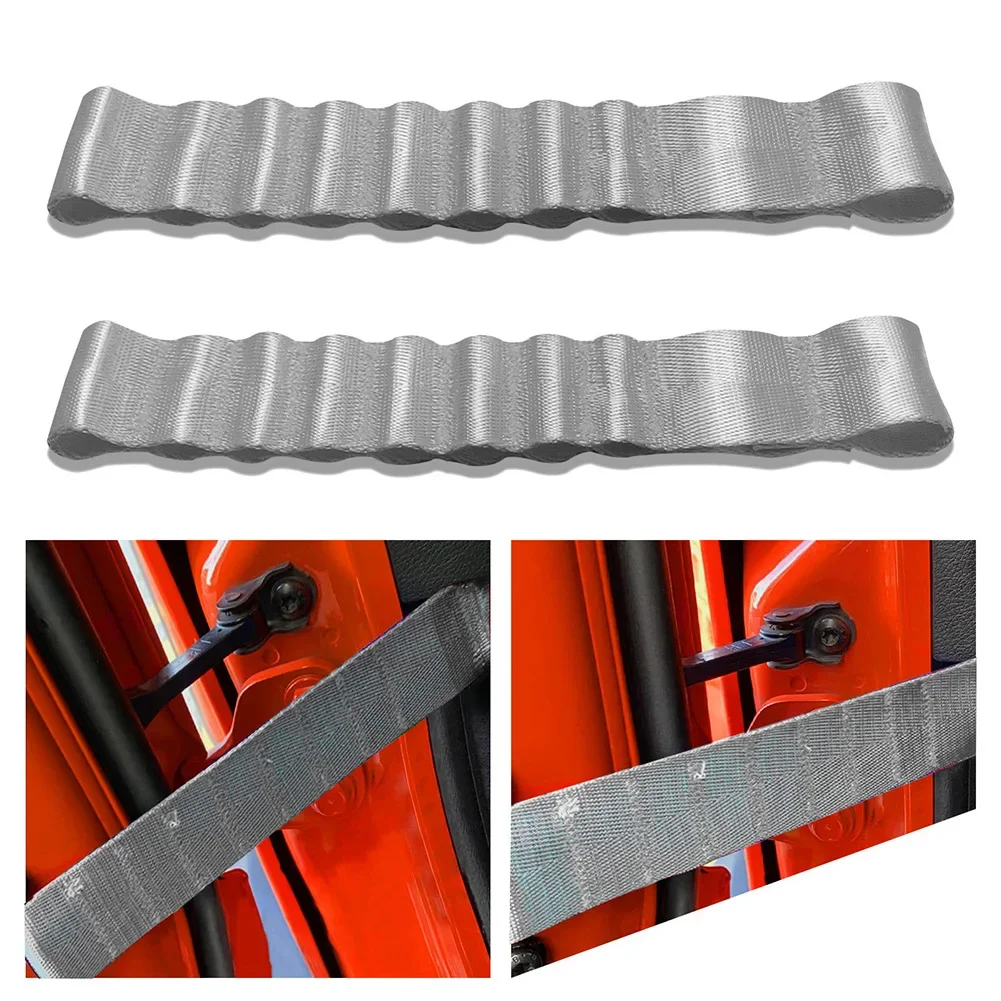 2pcs Door Check Straps Brand New Grey High Quality Professional For Jeep Wrangler TJ JK JKU JL JLU 1995 - 2021