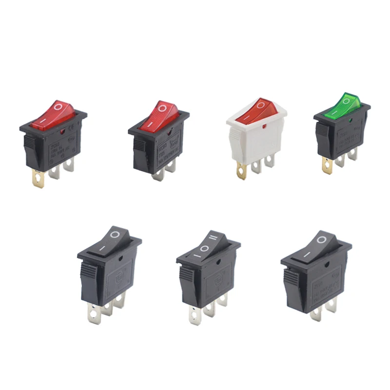

【5-1PCS】KCD3 Rocker Switch ON-OFF ON-OFF-ON 2 Position 3Pins Electrical equipment With Light Power Switch 16A 250V / 20A 125V AC