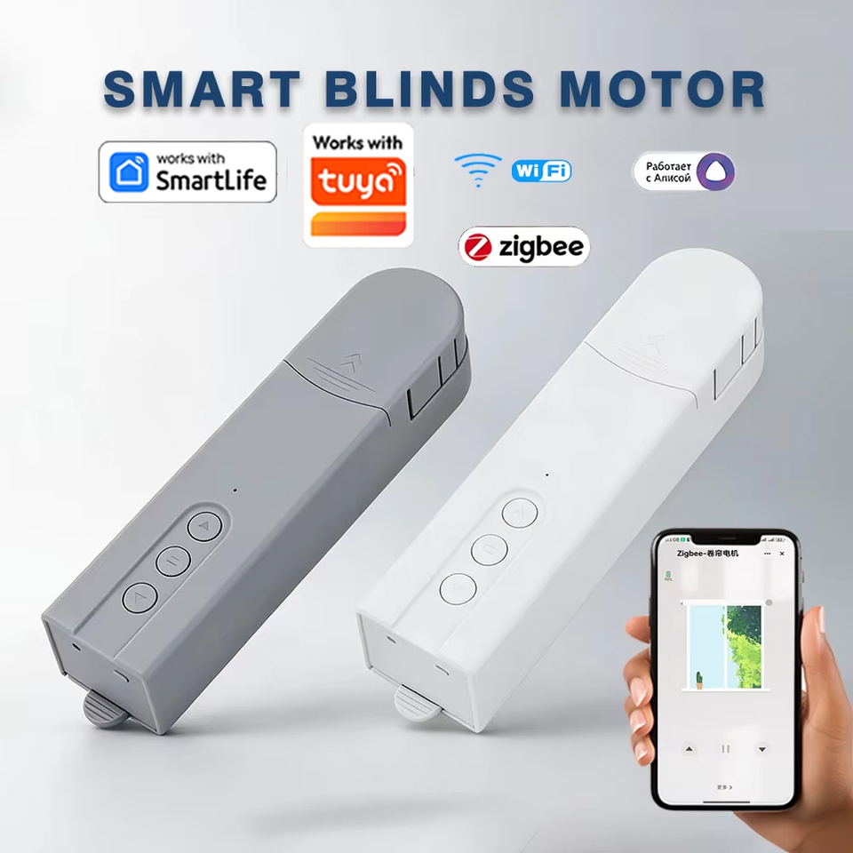  WiFi Smart Blind Motor Zigbee Electric Curtain Drive Shutter with RF Remote Tuya APP Control Alexa Google Assistant Alice