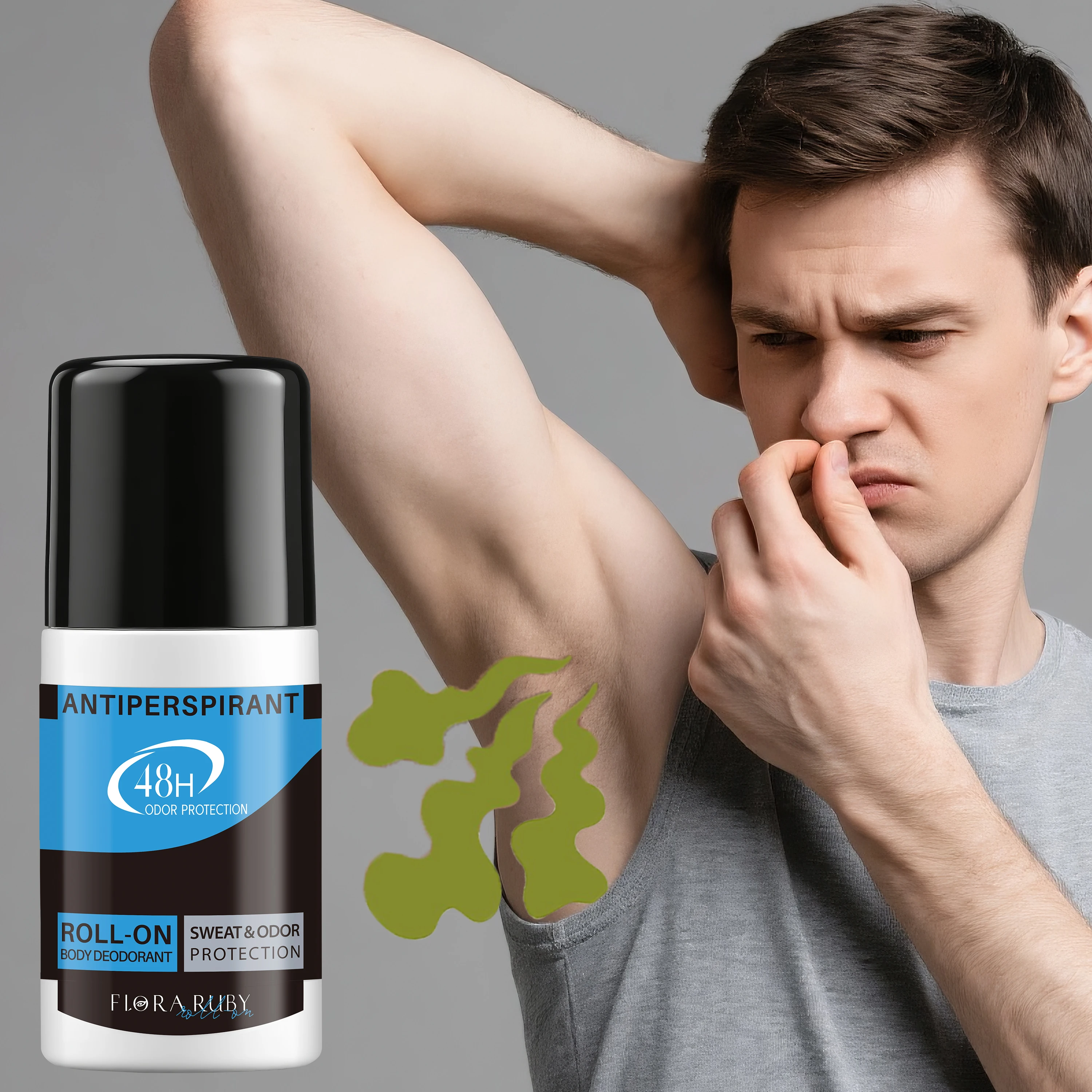 

Flora Ruby Antiperspirant deodorant roll on each 50ml/1.69fl.oz, 48h outdoor proctection long lasting fragrance easy to carry