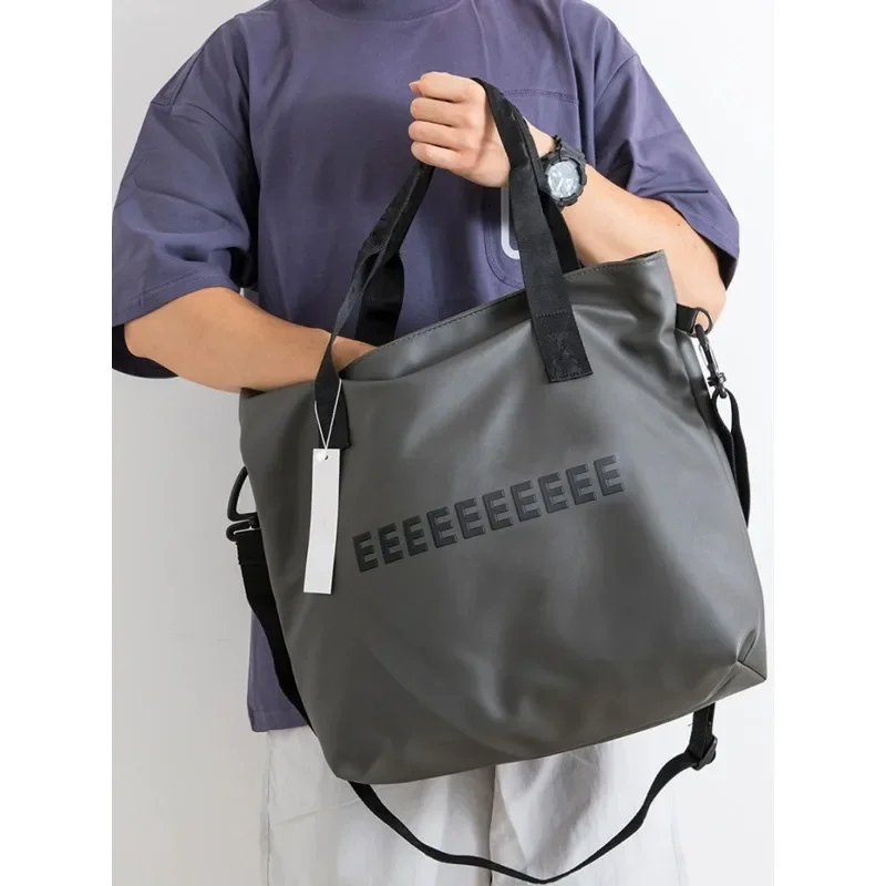 

Classic Brand Double Line Men's Handbag Luxury Design Embossed Letter Waterproof Tote Bag Women's Large Capacity Shopping Bag