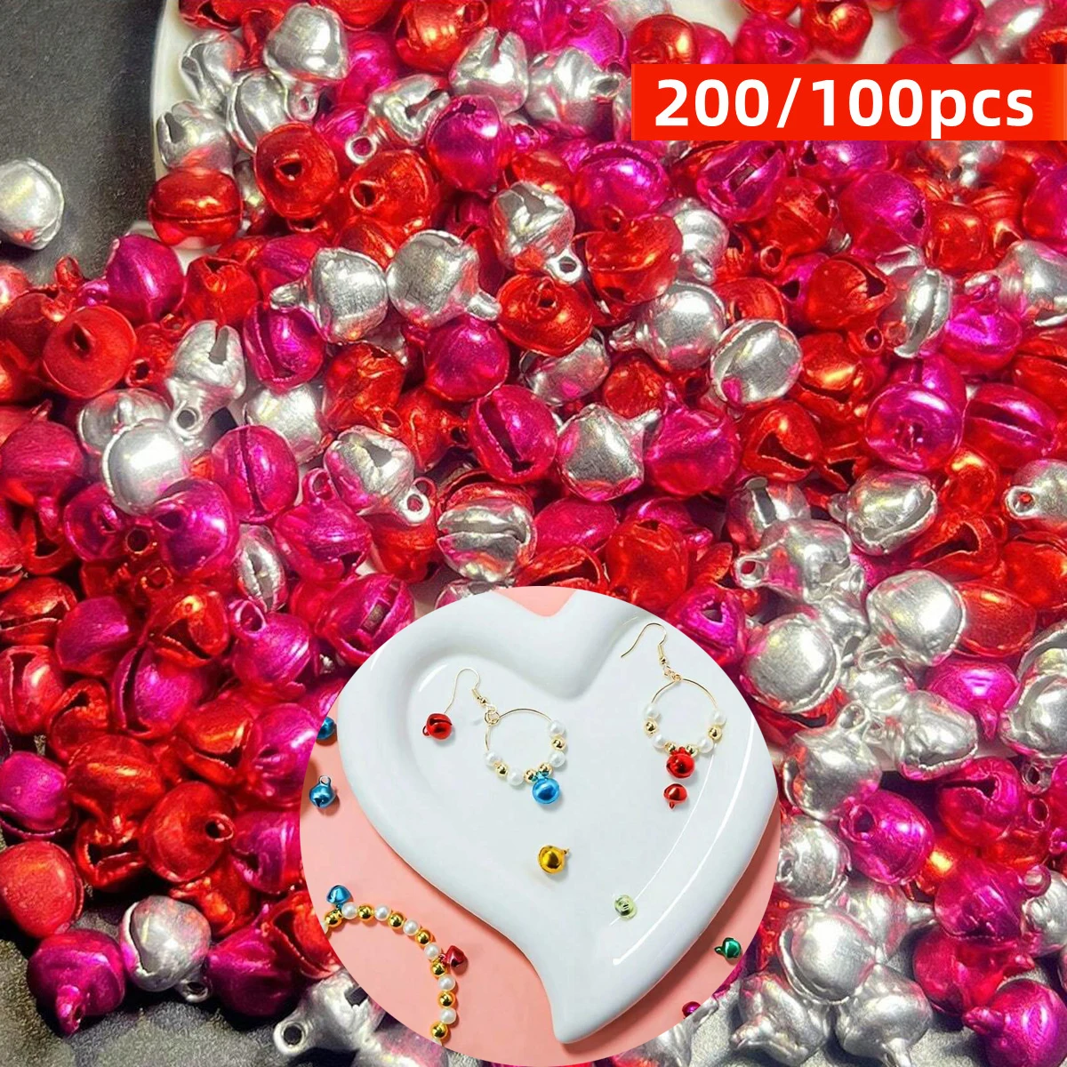 200/100 Stück 7-9mm, Aluminium-Kleinglocke, Niedliche Mini-Dekoration, DIY-Zubehör