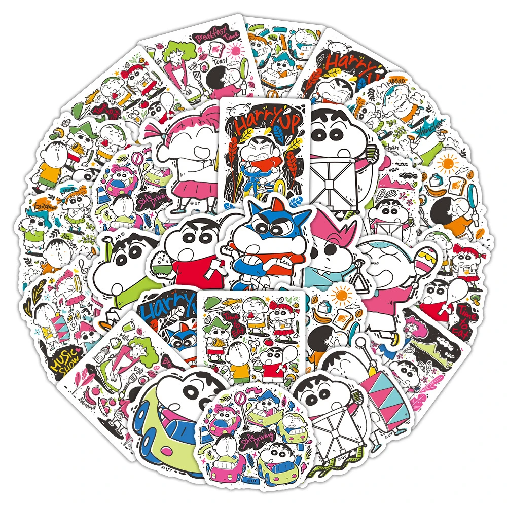 10/30/50PCS Cute Crayon Shin-chan Cartoon Stickers Kawaii Kids Decals Toys DIY Luggage Laptop Phone Car Bike Kids Anime Sticker