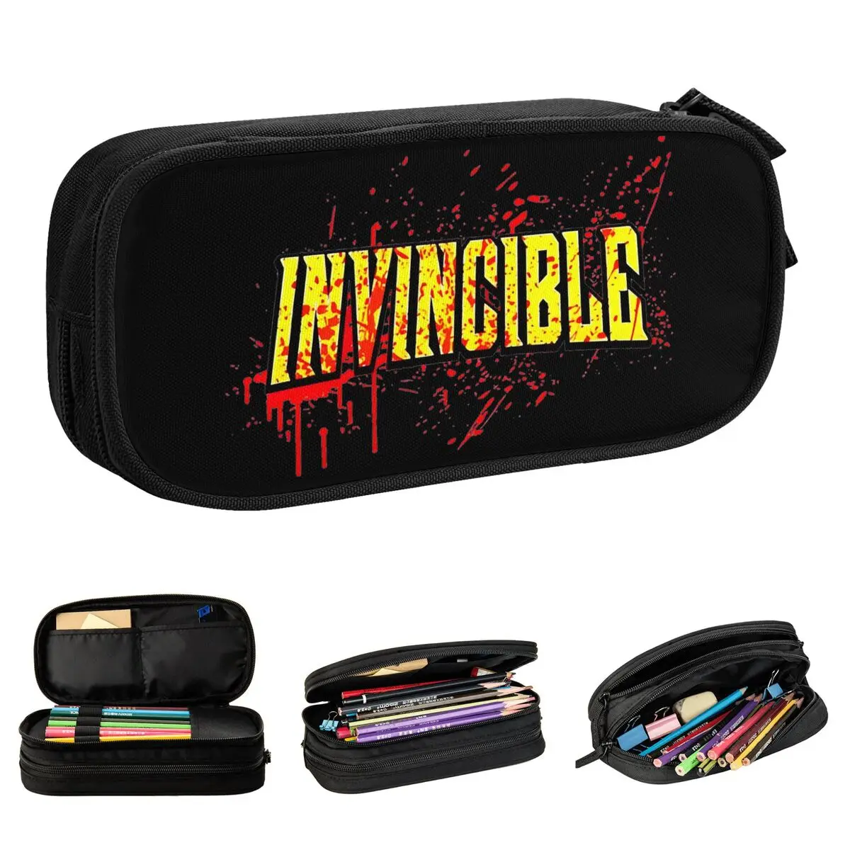 Fun Invincible Amazing Hero Anime Cartoon Logo Pencil Cases Pencil Box Pen Holder for Boys Big Capacity Bags Office Accessories