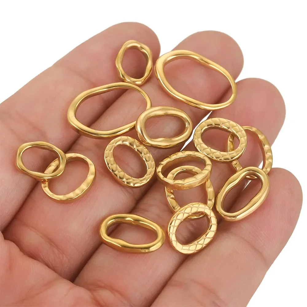 

5pcs Stainless Steel Connector Gold Plated Oval Small Bezel Charm Earrings Making Supplies Parts for Diy Jewelry Findings Blank