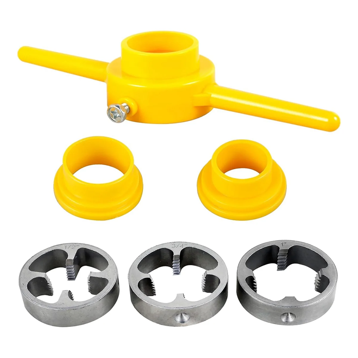 6Pcs PVC Thread Maker Tool, with 1/2 Inch 3/4 Inch 1 Inch Dies Reusable PVC Pipe Threader Plumbing,Round Die for PVC