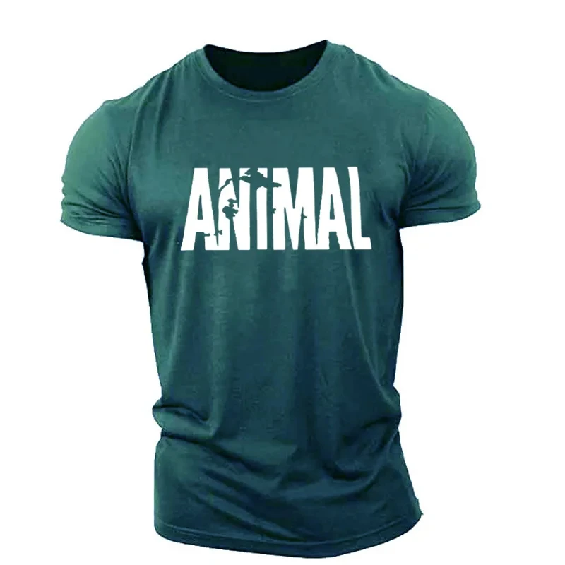 Animal Letter Minimalist Style Fashion Men\'s T-shirts Short Sleeve O-Neck Sportswear Oversized Gym Tops Street Men Women T Shirt