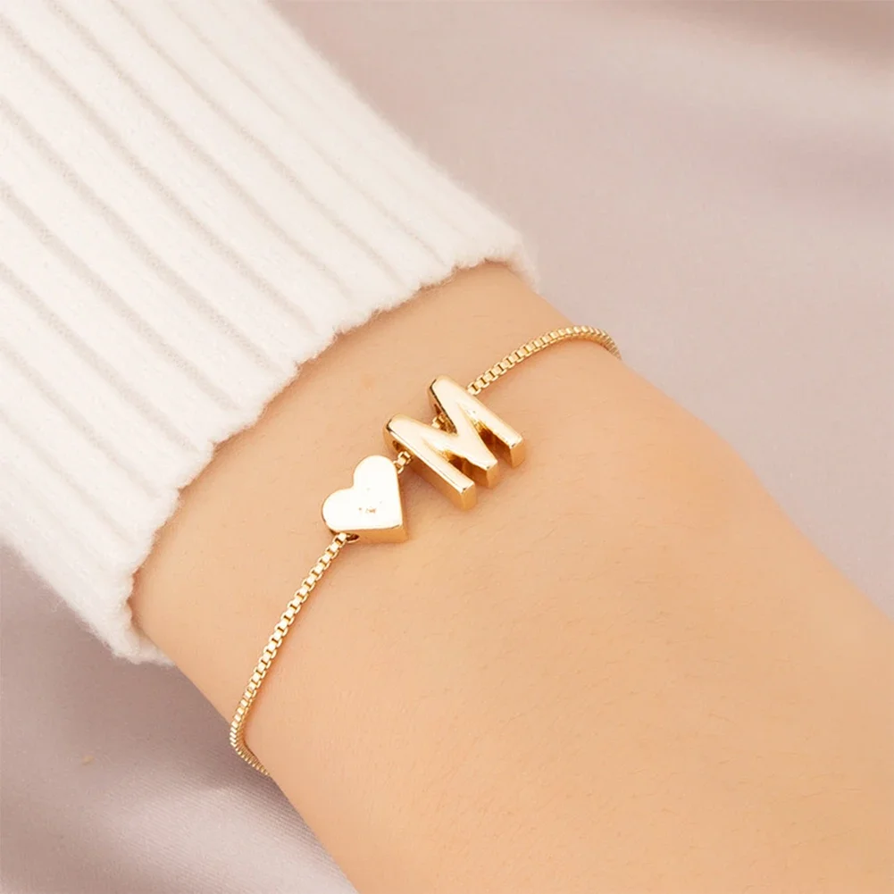 Simple Fashion Love Letter Bracelet Retro Adjustable Alloy Letter Bracelet Women Hand Jewelry Accessory