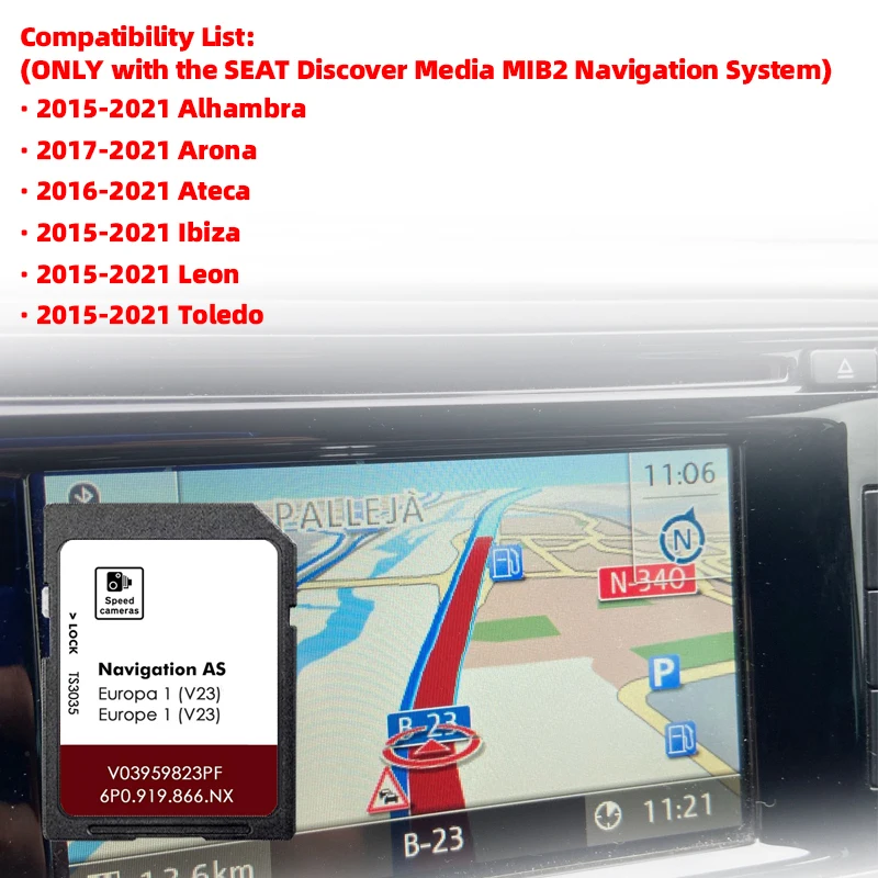 AS V22 MIB2 SD for Seat Leon Ateca Ibiza Toledo Alhambra SD Navigation Card Navi EU Map GPS Accessory