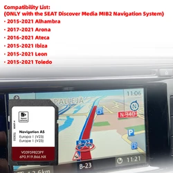 AS V22 MIB2 SD for Seat Leon Ateca Ibiza Toledo Alhambra SD Navigation Card Navi EU Map GPS Accessory