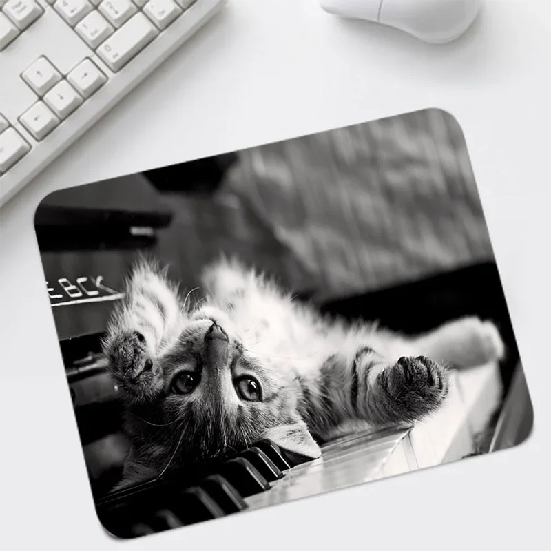 Cute Cat Mousepads Small Moues Mat Gamer Accessories Black White Desk Mat Kawaii Mouse Pad 220X180 Office Gadgets Desktop Mat