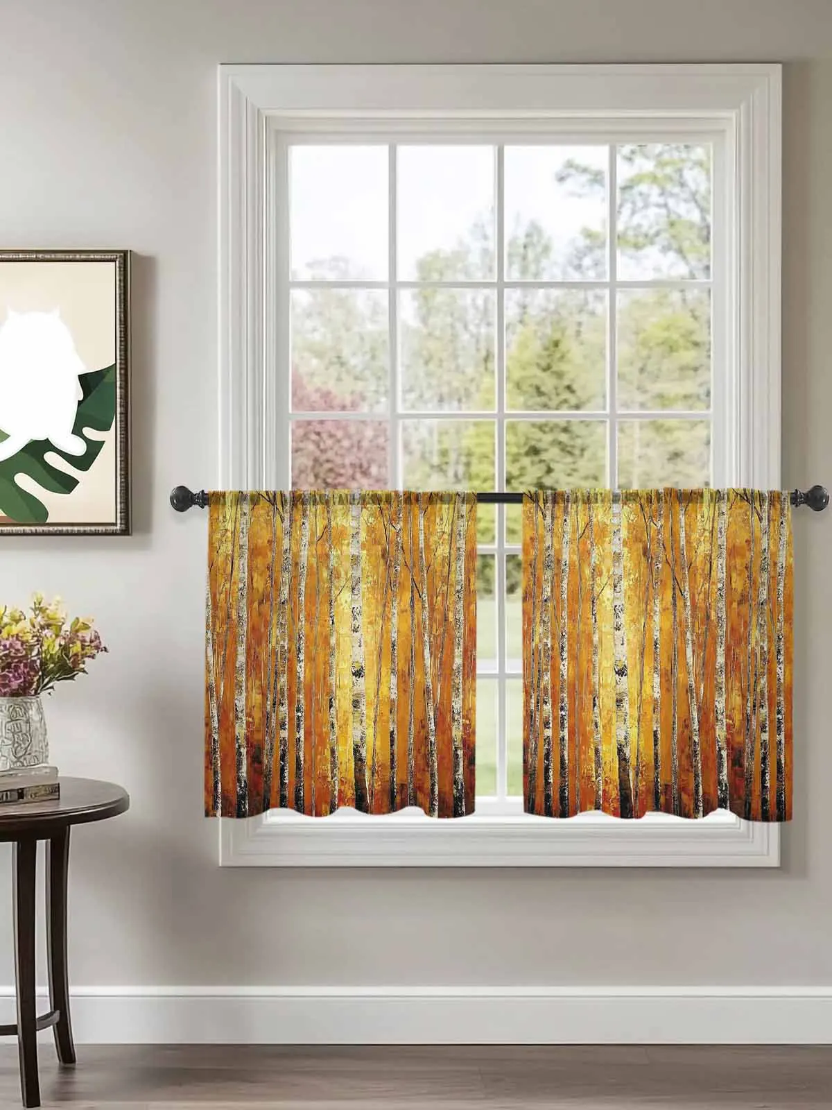 

Autumn Birch Grove Trees Tulle Curtains For Bedroom Children Living Room Decor Sheer Curtains