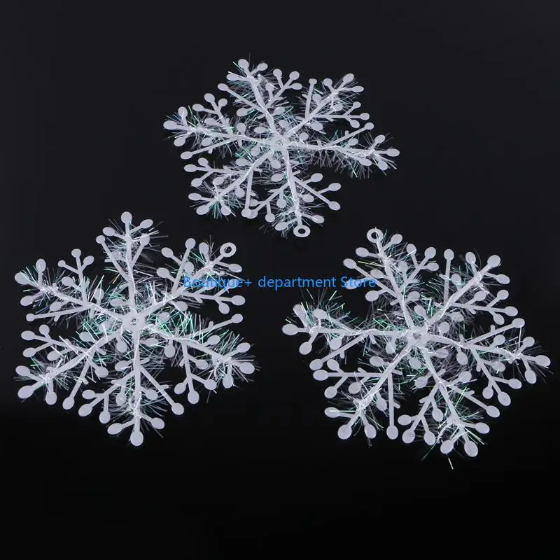 E1PD 3 pcs White Snowflake Ornaments Christmas Tree Deco Festival Decortion