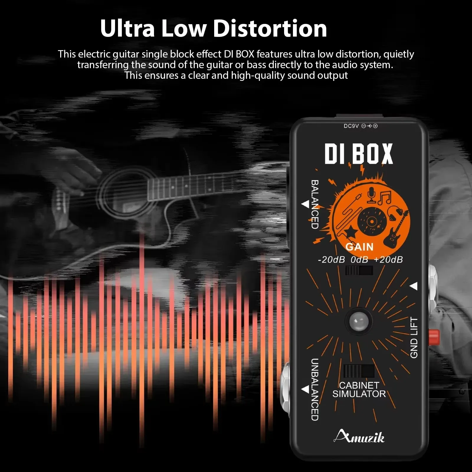 

Rowin Smart Simulator Direct Input Box with Ultra Low Distortion DI Box Input Box For Pedalboard Full Metal Shell
