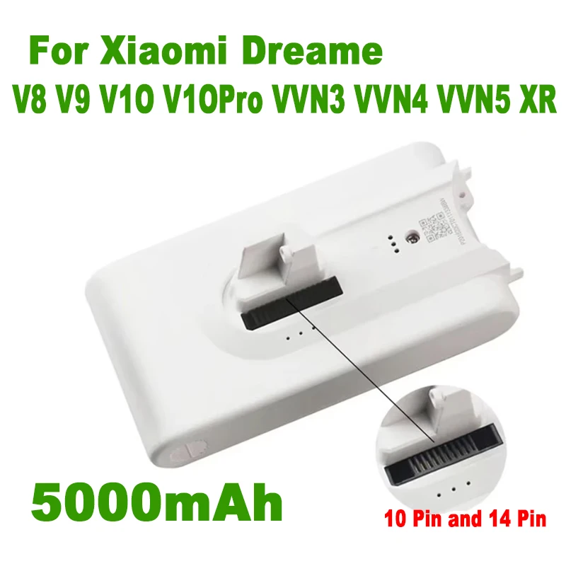 5000mAh Replacement Vacuum Cleaner -Spare Battery 25.2V for Xiaomi Dreame V8,V9,V10,V10Pro,VVN3,VVN4,VVN5,XR Lithium Ion Battery