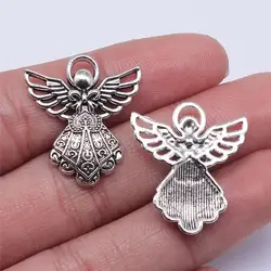 Wholesale 100pcs/bag 26x23mm Antique Silver Color Antique Bronze Angel Pendant Angel Pendants Angel Pendant Charm