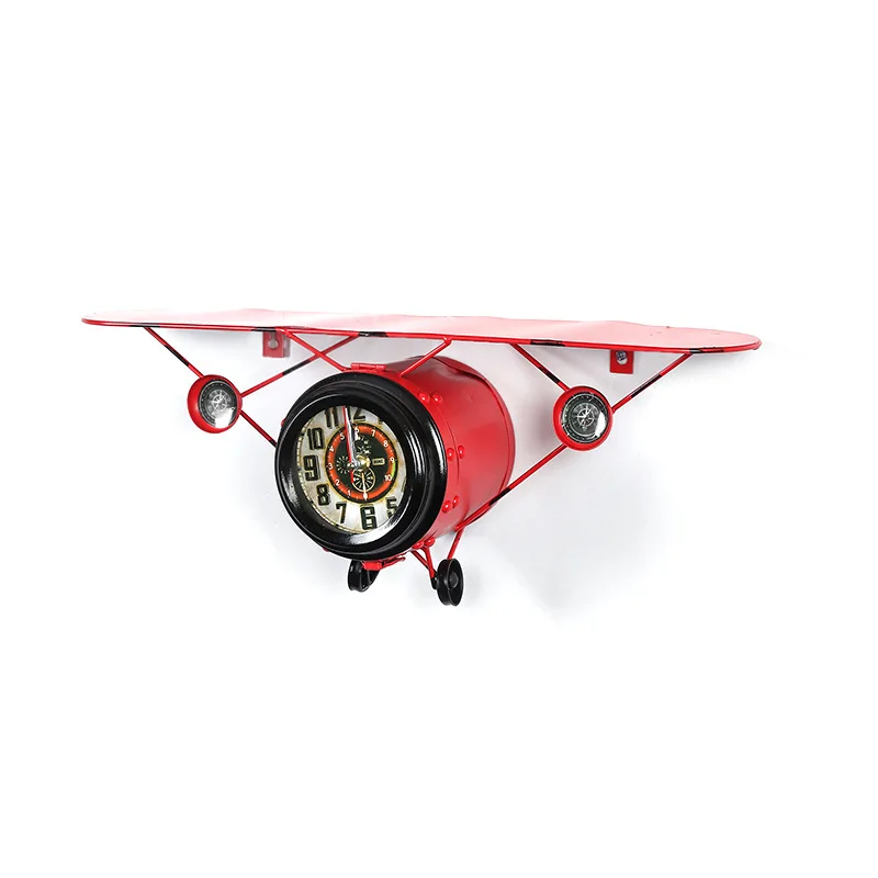 New Iron Aircraft Hanging Clocks Shelves Wrought Create A Simple Retro Wrought Iron Aircraft Clocks and Racks Ornaments