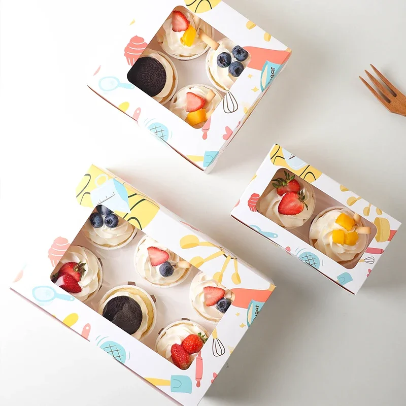 

20/10pcs Cupcake Box And Packaging Cute Cupcake Baking Boxes With Window Child Birthday Party Favors Supplies