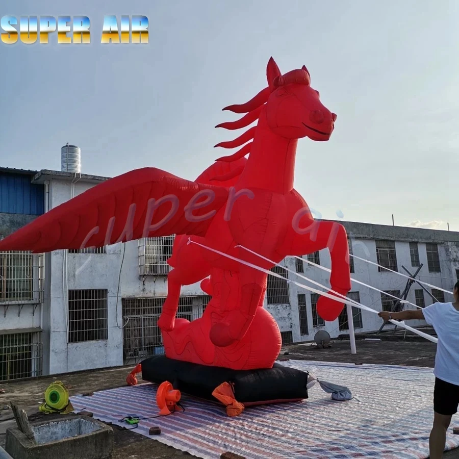 The new year of dragon promotion red inflatable horse with wing for event