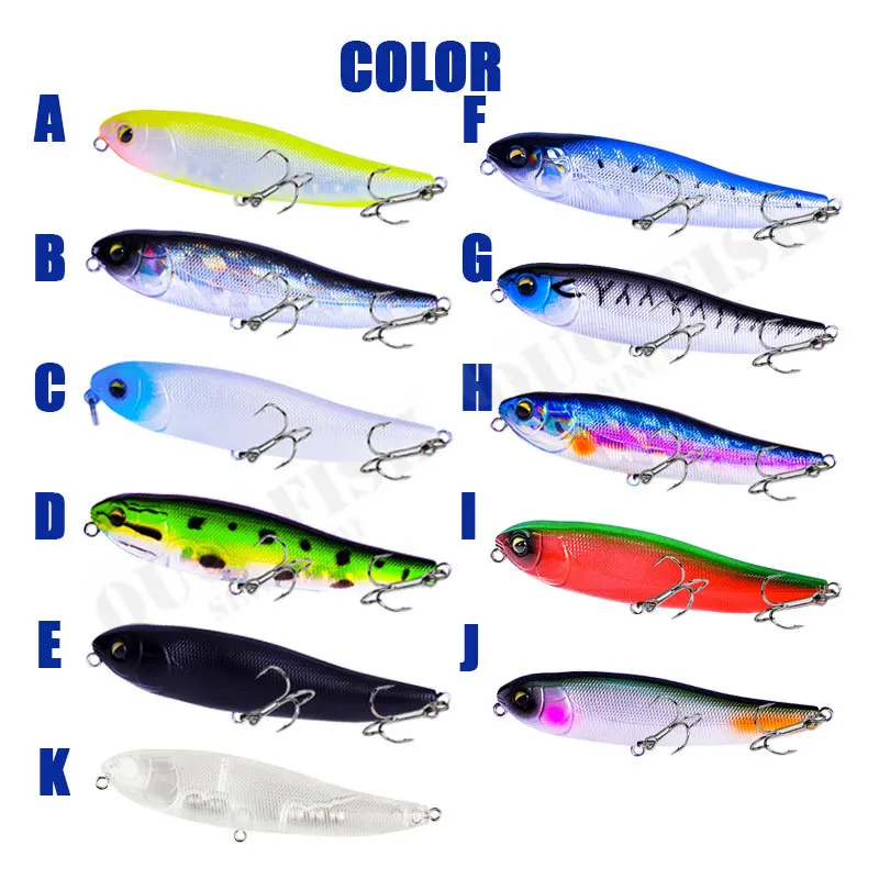 Floating Pencil Walk Dog Action Fishing Lure 75mm 8g Wobblers Peche Accessoire Black Minnow Isca Artificial And Unpainted Bait