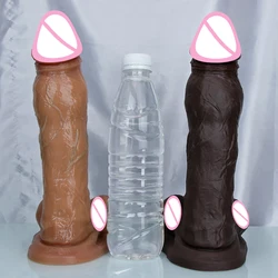 Realistic Soft Big Black Dildo Double Silicone Masturbators Brown Penis Anal Sex Toys for Man Woman Powerful Suction Cup Dick