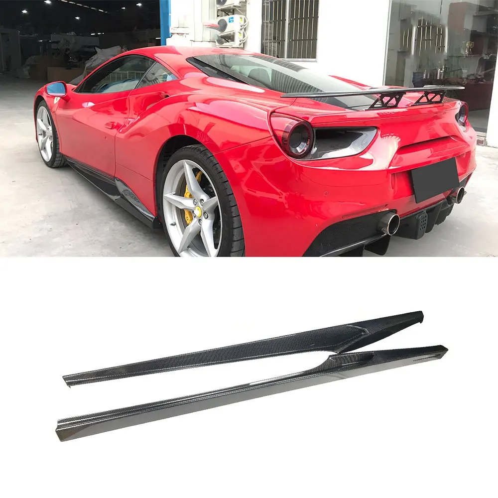 

VACOMUL 2pcs/Set Dry Carbon Fiber Car Side Skirts Bumper Extension Body Apron Lip for Ferrari 488 N Style 2015 - 2018 FRP