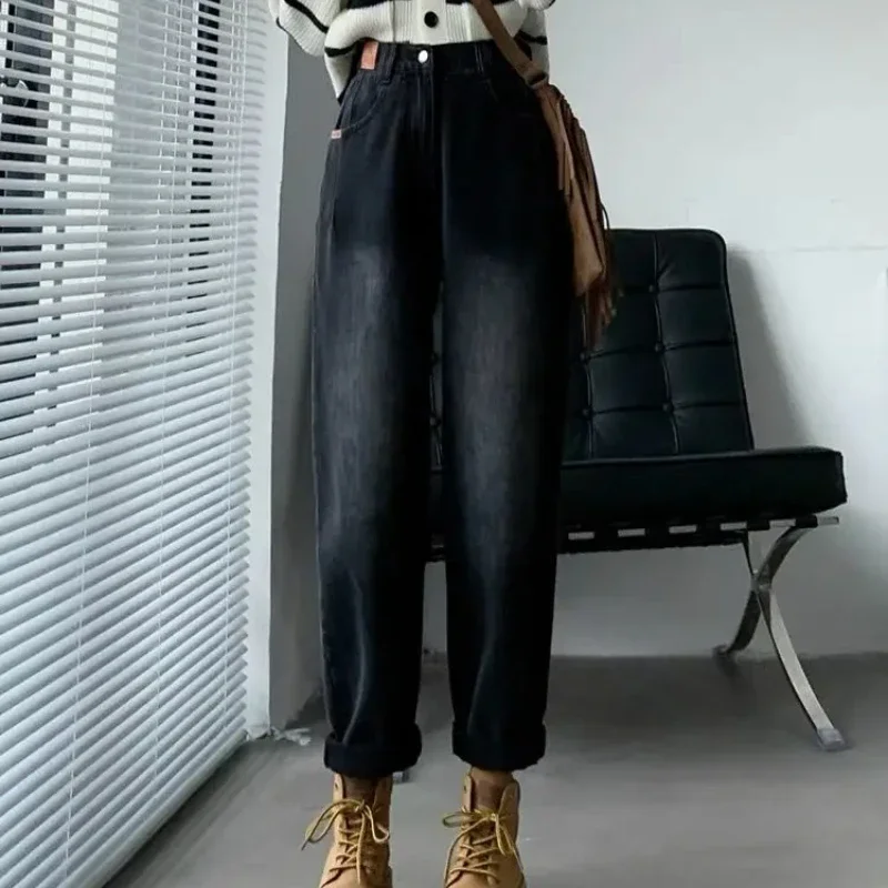 Damskie jeansy rurowe Korea Południowa Cropped Trousers Wide Leg Cool Korean Fashion Cowboy Pants for Woman Pant Trend 2025 Office Z R A