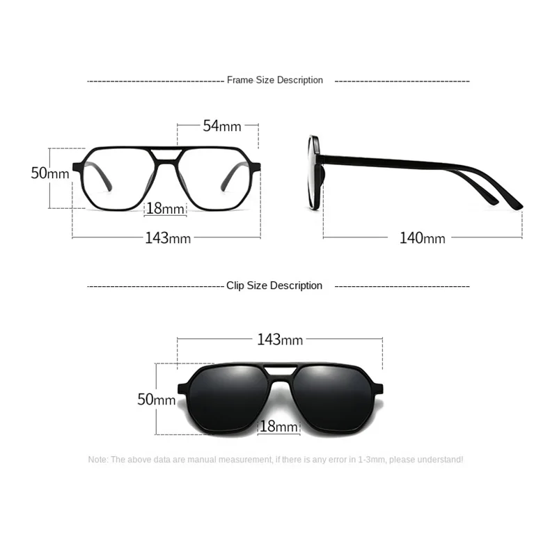 2 IN 1 Magnetic Clip-On Sunglasses Polarized Night Vision Goggles For Driving Tinted Lenses For Women Glasses For Nearsighted
