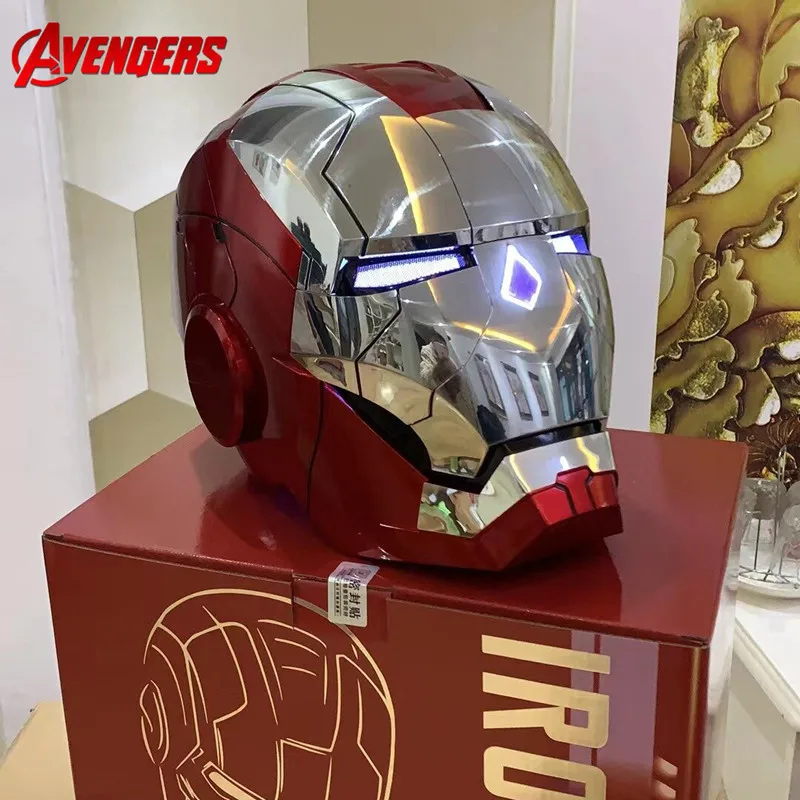 Marvel Iron Man Mk5 1:1 Electronic Helmet Automatoc Voice Control Avengers Mk5 Cosplay With Led Light Toy Close Ironman Gifts