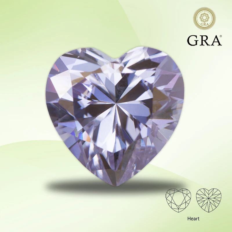 

Moissanite Stone Light Purple Color Heart Cut Gemstone Lab Grown Diamond for Charms Women Jewelry Making with GRA Certificate